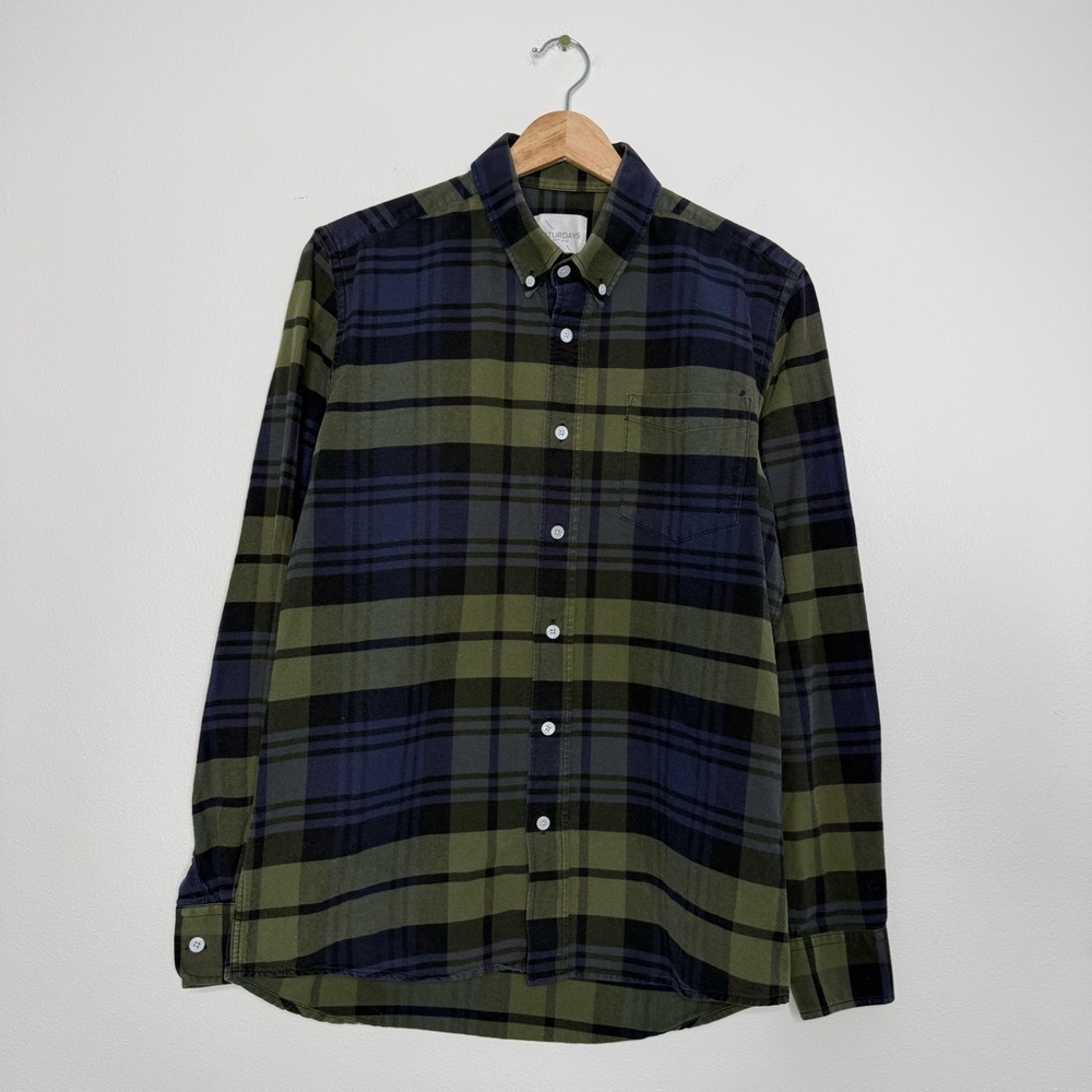 Revolve Saturdays NYC 100% Cotton Plaid Button Down Shirt size medium